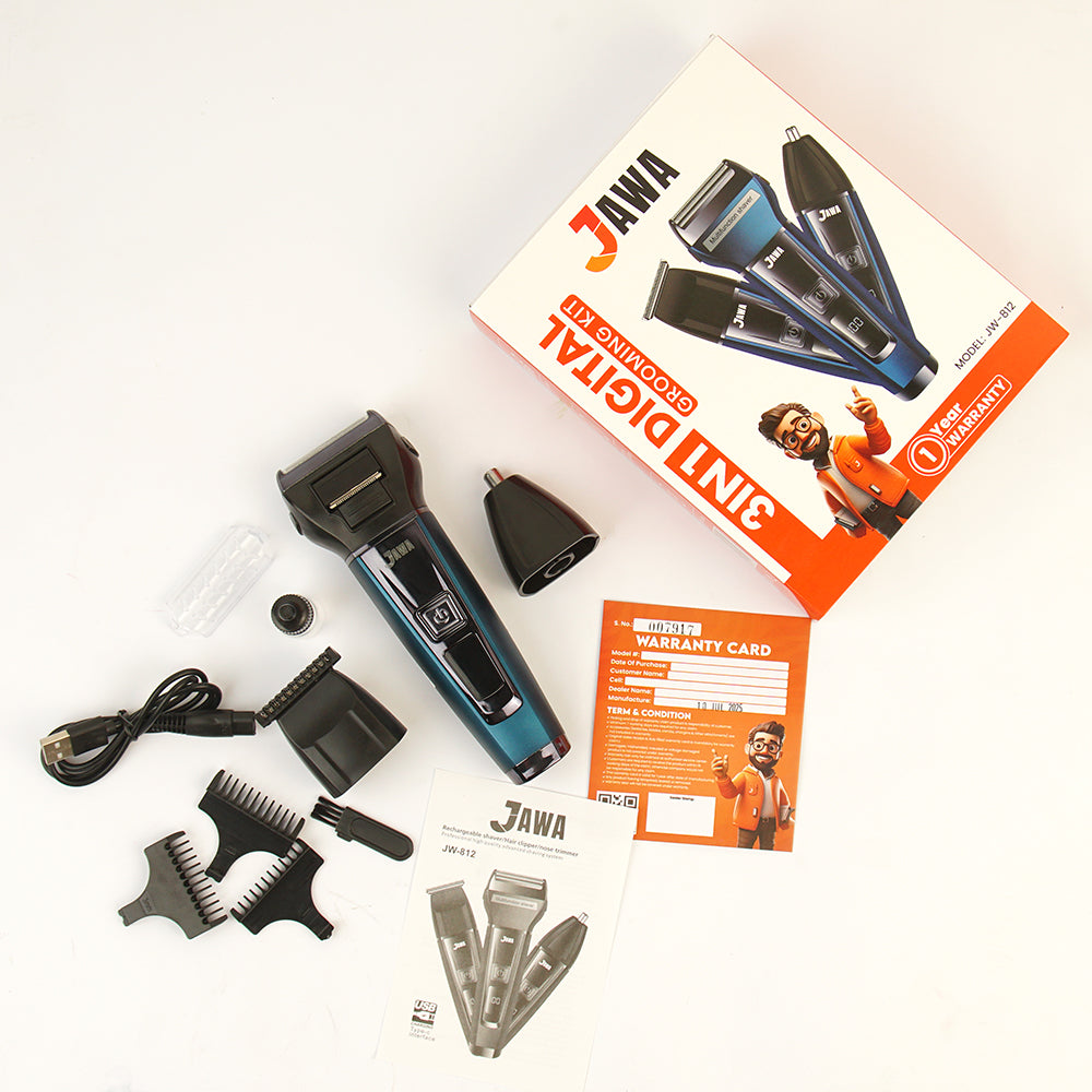 Jawa JW-812 3-in-1 Digital Grooming Kit | Multi-Function Trimmer | Precision Shaver & Detailer