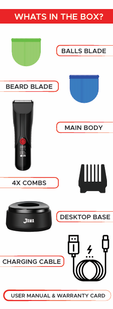 JAWA RGB Balls Trimmer JW-899 – 2-in-1 Beard & Body Trimmer with Digital Display | Balls Trimmer | Under Leg & Arm Private Part Trimmer | Face Trimmer | Washable