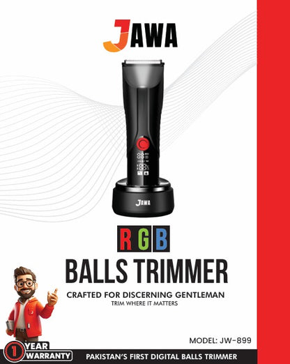 JAWA RGB Balls Trimmer JW-899 – 2-in-1 Beard & Body Trimmer with Digital Display | Balls Trimmer | Under Leg & Arm Private Part Trimmer | Face Trimmer | Washable